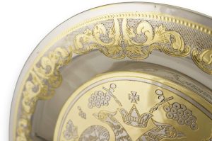 brass plate with byzantine eagle decoration