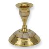 brass taper candle holder with mother of pearl inlay