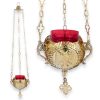 hanging vigil lamp with byzantine eagle
