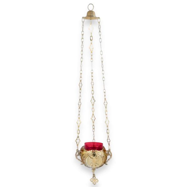 hanging vigil lamp with byzantine eagle
