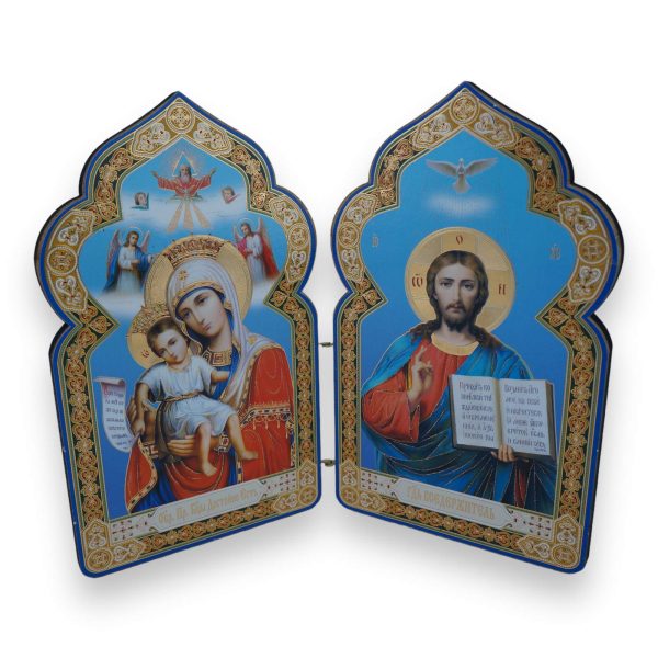 russian orthodox diptych icon axion est pantocrator