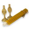set of byzantine eagle brass candle holders and candles
