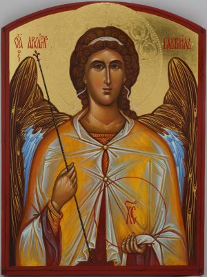 archangel gabriel icon hand painted gold leaf orthodox