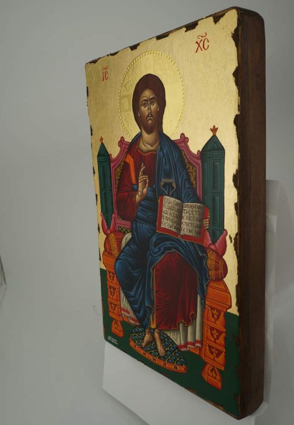 christ enthroned icon hand painted greek orthodox