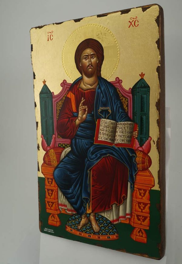 christ enthroned icon hand painted greek orthodox