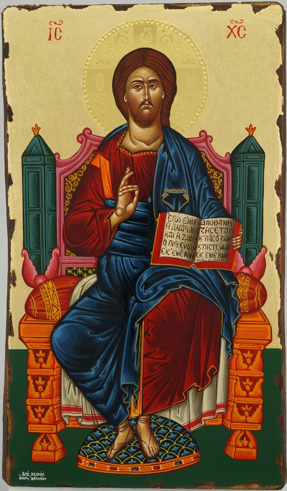 christ enthroned icon hand painted greek orthodox