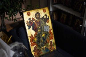 christ in glory icon cretan hand painted orthodox icon