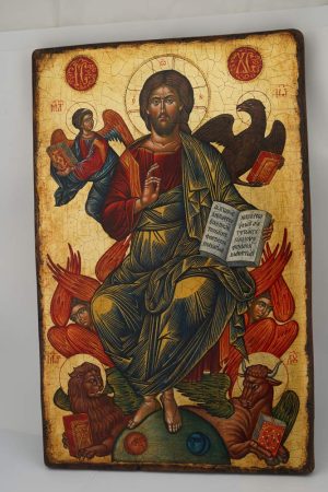 christ in glory icon cretan hand painted orthodox icon