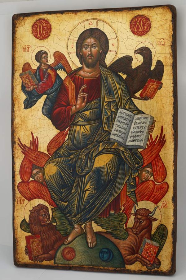 christ in glory icon cretan hand painted orthodox icon