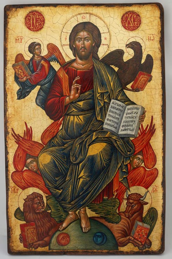 christ in glory icon cretan hand painted orthodox icon