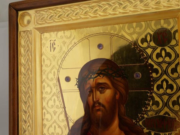 christ the bridegroom icon gold leaf background orthodox semi precious stones