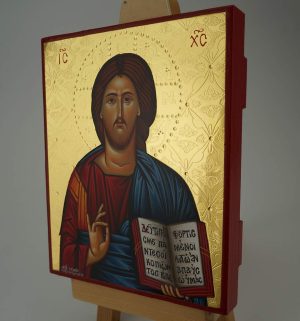 christ the teacher icon polished gold hand painted orthodox