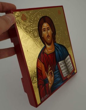 christ the teacher icon polished gold hand painted orthodox