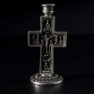 crucifixion candlestick cross shape orthodox candle holder K X