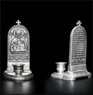 nicholas of myra candlestick orthodox candles K X.