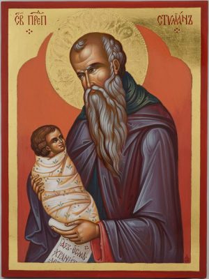 saint stylianos icon hand painted orthodox protector of children