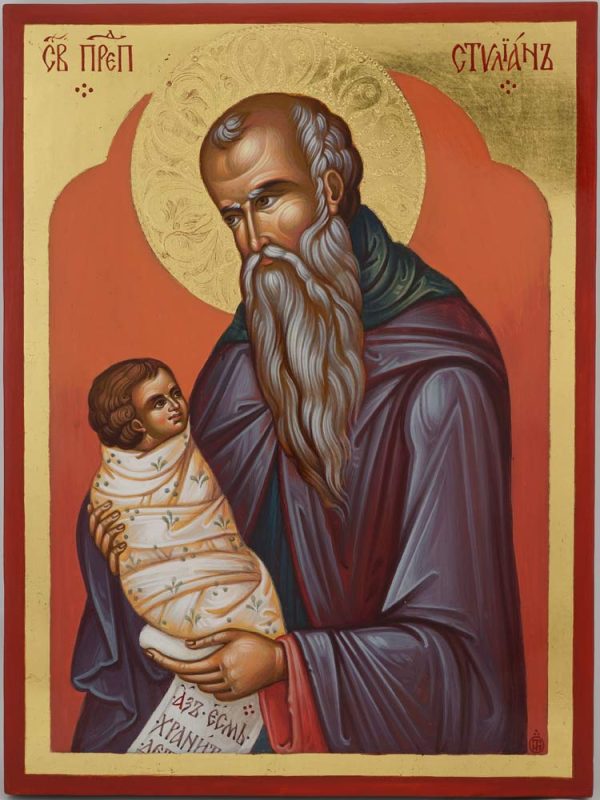 saint stylianos icon hand painted orthodox protector of children