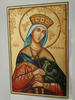 st catherine of the wheel icon hand painted orthodox