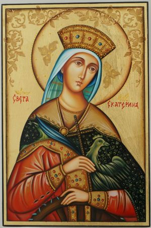 st catherine of the wheel icon hand painted orthodox