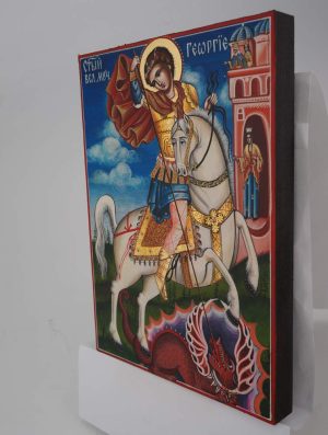 st george slaying the dragon icon hand painted orthodox