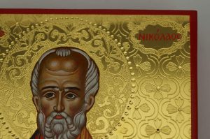 st nicholas icon polished gold hand painted greek orthodox