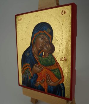 theotokos sweet kissing icon hand painted greek orthodox