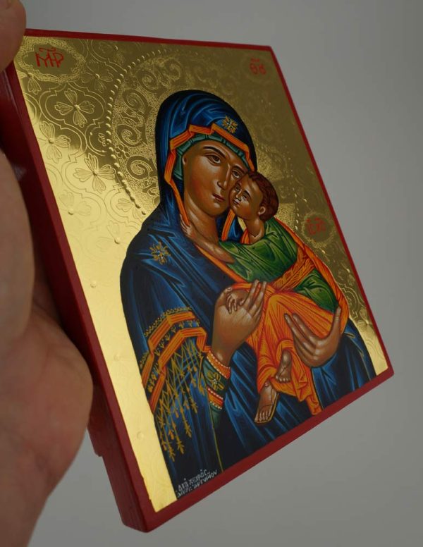 theotokos sweet kissing icon hand painted greek orthodox