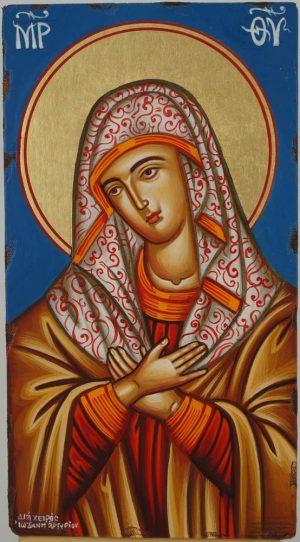 virgin mary extreme humility icon hand painted