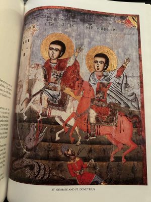 st george and st demetrius icon hand painted orthodox