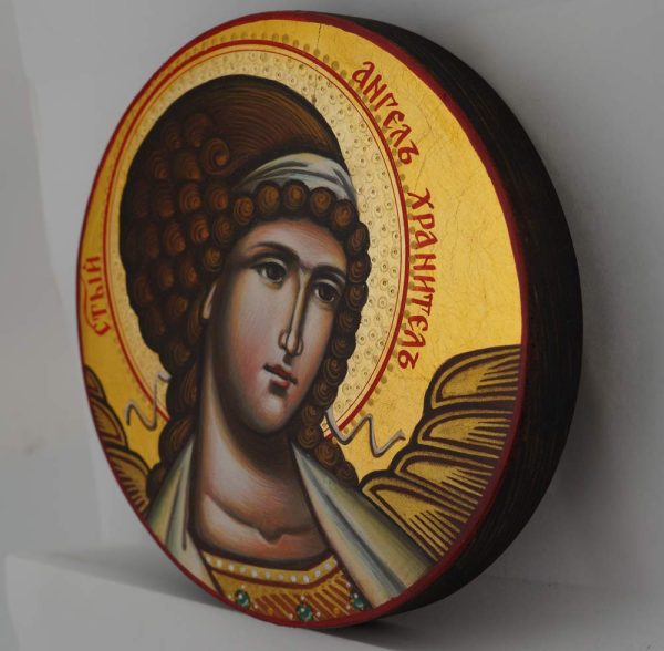 guardian angel round icon hand painted orthodox