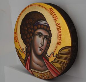 guardian angel round icon hand painted orthodox