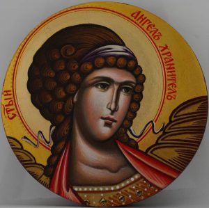 guardian angel round icon hand painted orthodox