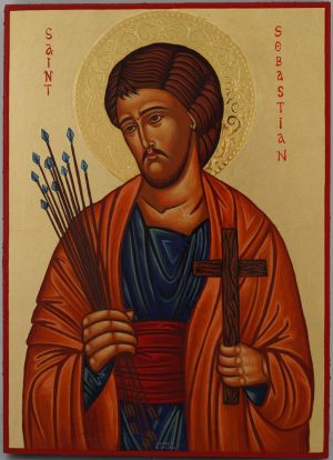 st sebastian icon hand painted orthodox