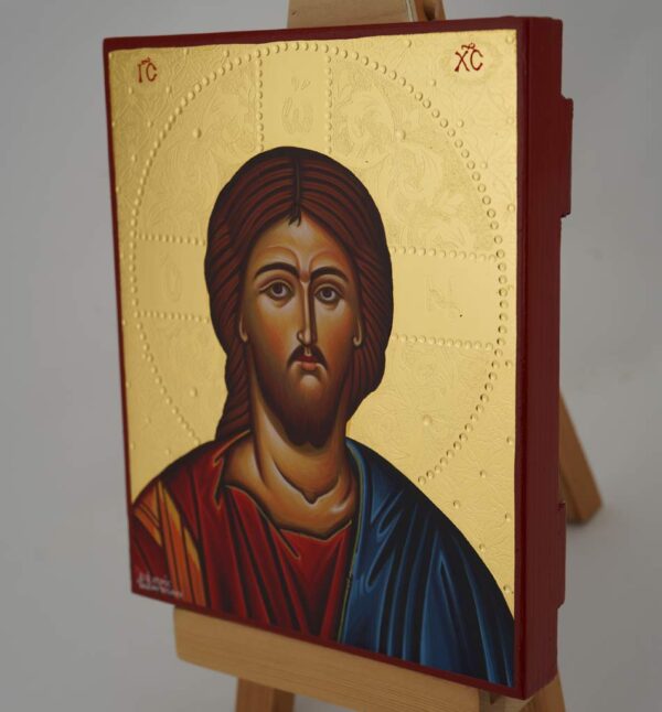 christ pantocrator icon polished gold leaves icon greek orthodox