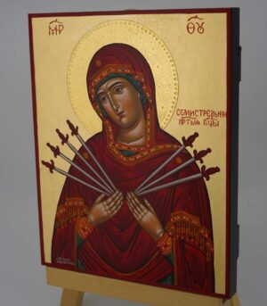 mother of god of the seven arrows icon hand painted