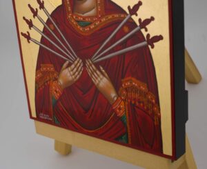 mother of god of the seven arrows icon hand painted
