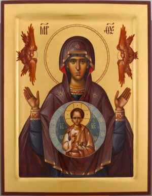our lady of the sign icon (znamenie) hand painted orthodox