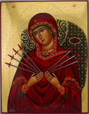 theotokos softener of evil hearts icon large orthodox gold leaf