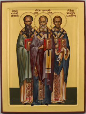 three holy hierarchs icon hand painted orthodox