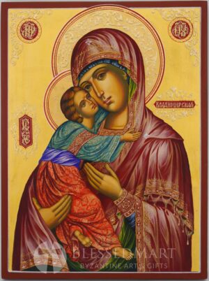 vladimirskaya mother of god (eleusa) icon hand painted byzantine