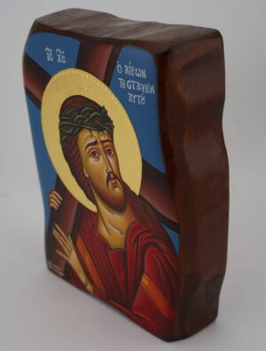 christ carrying the cross icon hand painted orthodox