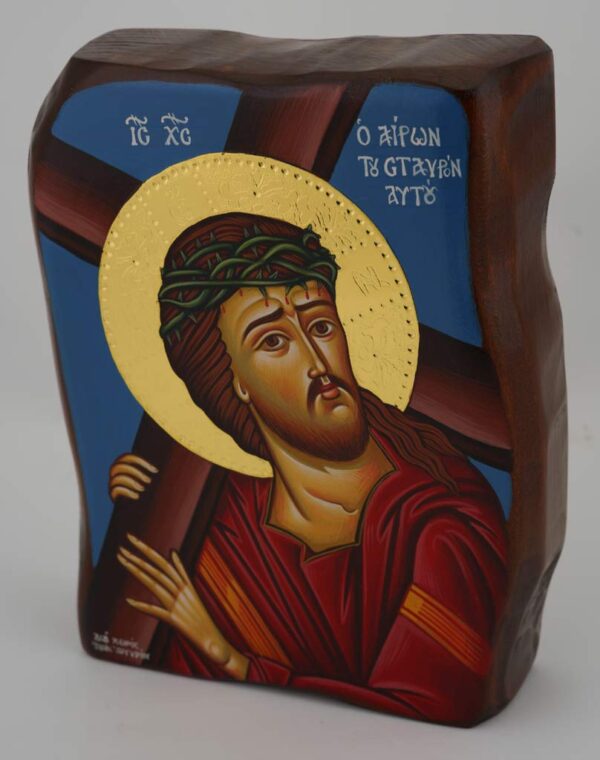christ carrying the cross icon hand painted orthodox
