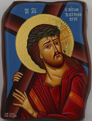 christ carrying the cross icon hand painted orthodox