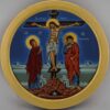 crucifixion round icon hand painted greek orthodox