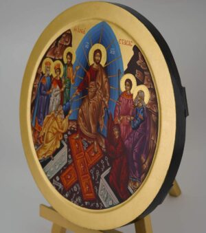 resurrection round icon (anastasis) hand painted greek orthodox