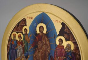 resurrection round icon (anastasis) hand painted greek orthodox