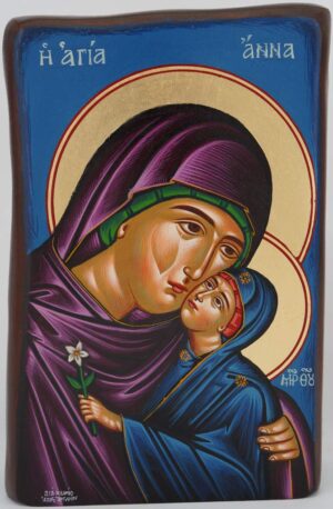 st anna and theotokos icon hand painted greek orthodox