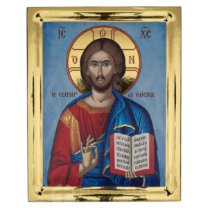 christ pantocrator icon blue background