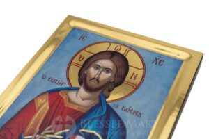 christ pantocrator icon blue background