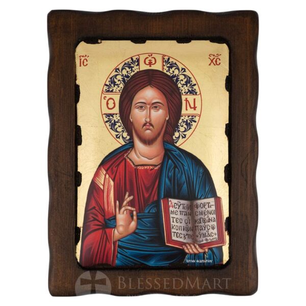 christ pantocrator icon decorated halo